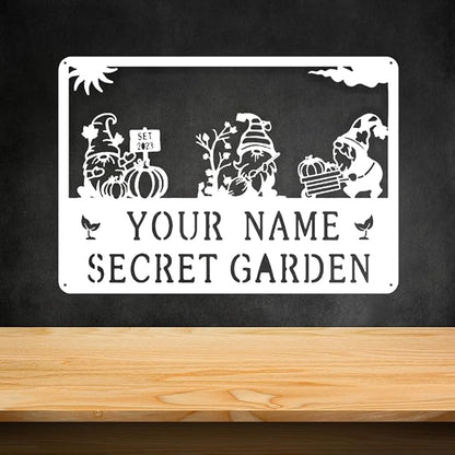 Decorative Signage, Customize Metal Garden Signs Outdoor Decor, Personalized Family Name Sign for Mom Grandma, Rustic Wall Art