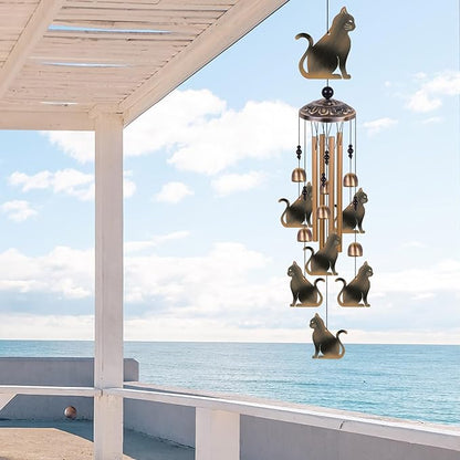 Bronze Cats Wind Chimes Decor, Mobile Wind Catcher, Retro Wind Bells, Blessing Wind Chime, Memorial Windchimes for Home, Balcony, Yard, Room, Xmas, Party, Indoor, Garden Decoration, Gifts for Mom