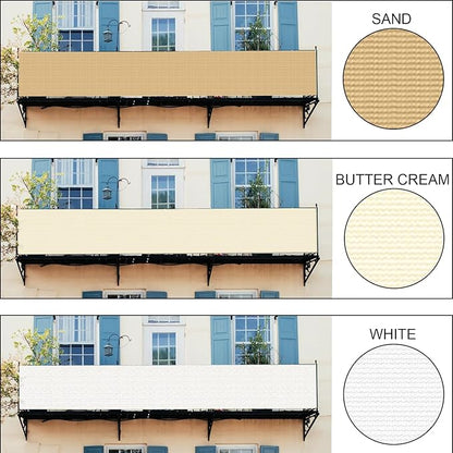 LOVE STORY Custom Size 3'x47' Butter Cream Balcony Privacy Screen,UV Block Privacy Fence Screen,90% Shield for Outdoor Pool Garden Apartment Railing