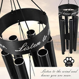 Pet Memorial Wind Chime, 30 Inches Paw Print Pet Remembrance Gift to Honor and Remember a Dog, Cat, or Other Pet, Premium Metal Wind Chime, Black