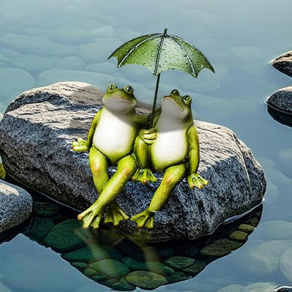Couple Frogs Garden Outdoor Statue - Frogs Decor Garden Statue 8.5" x 11" x 6.5"