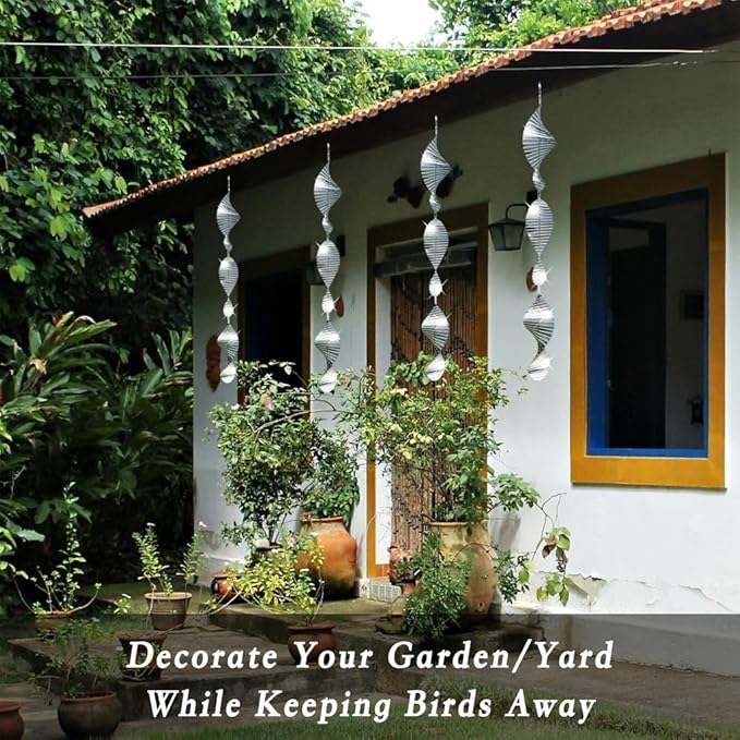 12PCS Bird Deterrents for Outside Patio, 3D Stainless Steel Bird Reflectors to Keep Birds Away, Woodpecker Deterrent for House，Bird Scare Devices to Keep Owl，Pigeons Away from Your Garden, Orchards