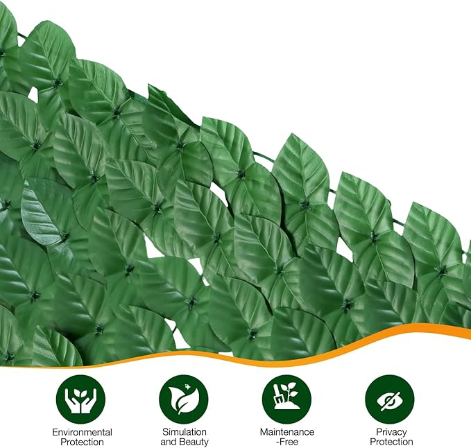 Artificial Ivy Privacy Fence Wall Screen, 59 x 118 in Garden Fake Hanging Plants Vines, Aesthetic Faux Greenery Garland Pothos Leaf with Strengthened Joint Prevent Leaves Falling Off for Outdoor Decor
