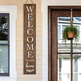 Summer Welcome Sign for Front Door, 47'' Brown Wooden Porch Sign Large Warm Greeting Door Sign Farmhouse Vertical Porch Sign Rustic Standing Welcome Yard Signs for Patio Outdoor Indoor Garden