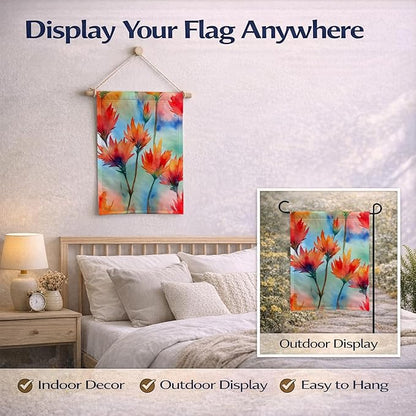 Caroline's Treasures Wyoming Indian Paintbrush in Watercolor Garden Flag Mailbox Flag Decorative Yard Flag Banner Outside Patio Artwork Yard Flower Beds, Garden Size, Multicolor