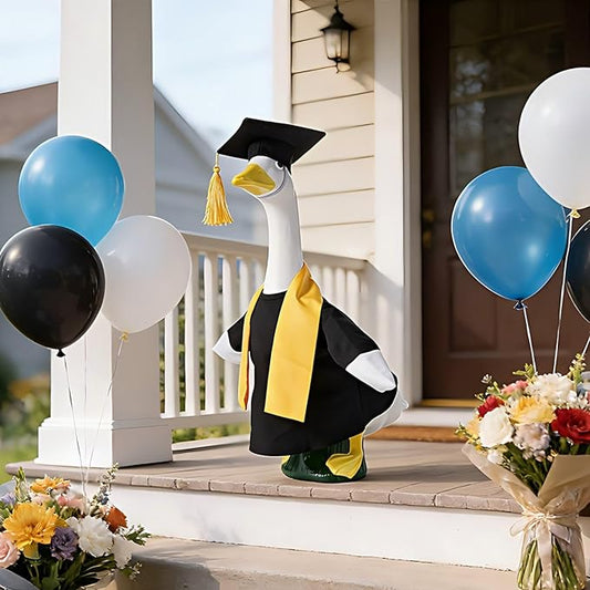 Graduation Porch Goose Outfits Academic Gown and Graduation Cap Costume Scarf for 23 Inch Cement Statue Outdoor Garden Patio Yard Lawn Art Decoration