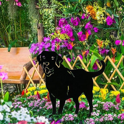 HEITIGN Metal Dog Garden Statues, Labrador Dog Decor Silhouette Stake Garden Art, Metal Dog Decorative Garden Stakes Dog Silhouette Garden Decoration for Outdoor Lawn Ornaments Yard Sign, Black