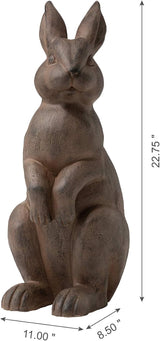 Glitzhome Rabbit Garden Statue Outdoor Standing Bunny Sculpture Lawn Decor, 22.75 Inch, Bronze