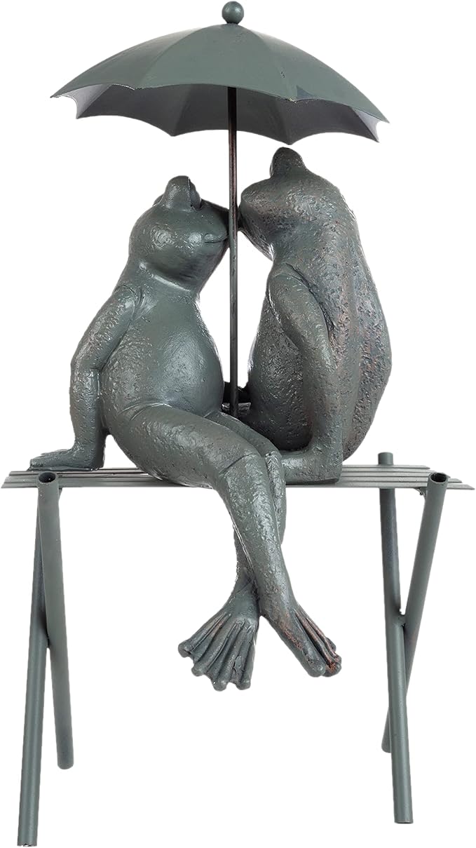 Frog Couple Statue-Resin Romantic Animal Figurine for Outdoor Lawn and Garden D?cor-Great for Flower Beds, Fairy Gardens, and More by Pure Garden