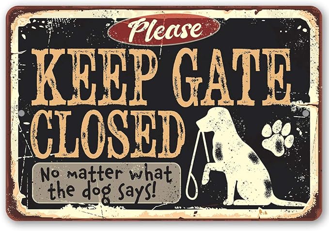 Lone Star Art Garden Stake Metal Signs - Durable Metal Sign - Use Indoor/Outdoor - Great Entryway and Fence Warning Sign and Gift for Dog Owners (12" x 18", Keep Gate Closed Dog)