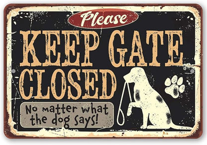 Lone Star Art Garden Stake Metal Signs - Durable Metal Sign - Use Indoor/Outdoor - Great Entryway and Fence Warning Sign and Gift for Dog Owners (12" x 18", Keep Gate Closed Dog)