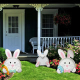 Easter outdoor decorations,Bunny Yard Signs,3D Sculptures,Easter Yard Stakes,Set of 3,Durable Weather-Resistant Design, Rabbits Garden Stakes for Home Outside Lawn, Garden, Patio, Outdoor Decor