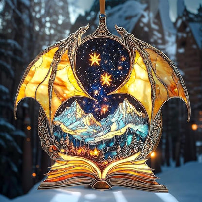Bookish Dragon Acrylic Suncatcher, Boho Suncatchers for Window Hanging Ornament, Art Garden Decor for Book Lover Reader Bookworm, Gifts for Mother's Day, Mom, Grandma, Wife, Women, Nana