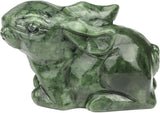Real Jade Rabbit Statue - Natural 4inch Gemstone Sculpture for Home Decor, Carved Figurine Animal Collection Art Home Deask Outdoor Garden Decorative