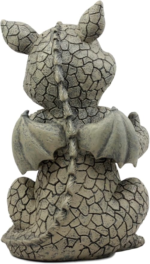 Ebros Whimsical Good Job Thumbs Up Dragon Garden Statue Faux Stone Resin Finish 10" H Dungeons and Dragons Mythical Fantasy Sculpture Guest Greeter Home Decor