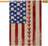 4th of July House Flags for Outdoor Decoration, Retro American Flag with Baseball Large Yard Flag,Decorative Decors for Summer 250th Years America Anniversary Holiday Outside 28x40 Inch Double Sided