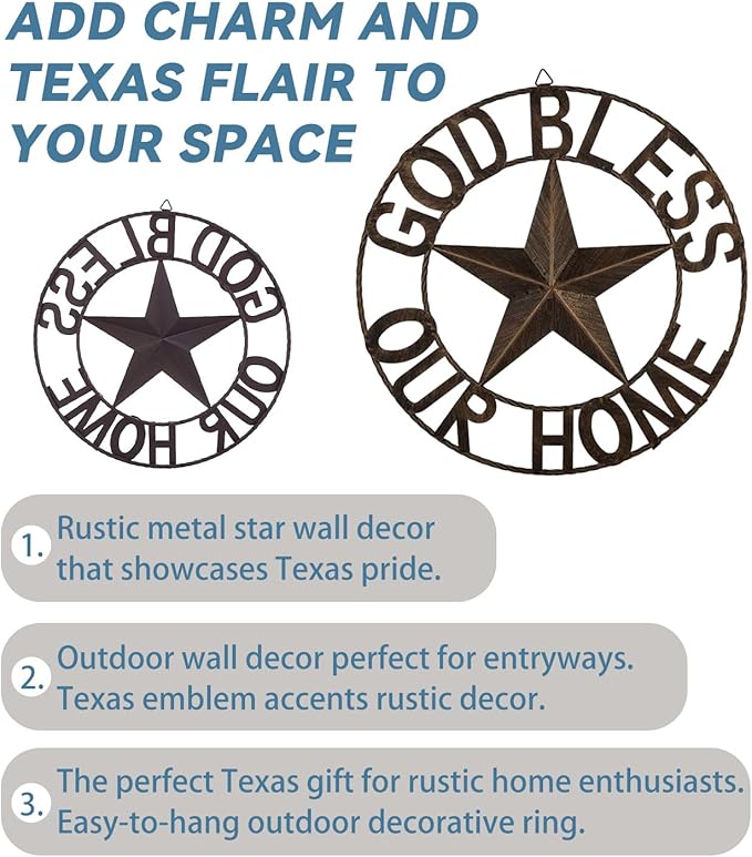 Ontrip 26" Metal Barn Star Wall Decor, Rustic Western Lone Star Metal Wall Art, Powder-Coated Iron, Indoor/Outdoor Porch Patio Fence Fireplace Farmhouse Decor, Housewarming Gift