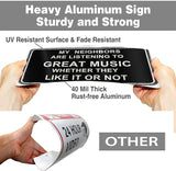 Man Cave Decor Metal Sign Funny Sarcasm Music garage signs Patio Wall Decorations Gifts for Men/Dad 12 X 8 Inches Outdoor & Indoor mancave Vintage Wall Decor -My Neighbors Are Listening to Great Music