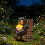 Solar Garden Statues Black Bear Decor Resin Bear Statues Outdoor with Solar Light Animal Figurine for Outside Yard Lawn and Patio Decorations Gardening Gifts for Women 3.5 * 5.5 * 6.25 Inch