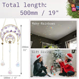 Amethyst Crystals Suncatcher - Hanging Moon Sun Catcher with Glass Prisms for Windows, Healing Amethyst Crystal Decor for Home, Gift for Christmas Birthday Valentine Mothers Day