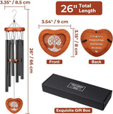 26'' Personalized Wind Chimes with Heart-Shaped Photo Frame - Deep Tone Memorial Wind Chimes for Outside Unique, Sympathy Chime for Loss of Loved One or Pet, Outdoor & Indoor Metal Chime - Black