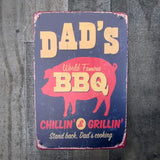 Funny Dad's World Famous BBQ Metal Sign Tin Man Cave Garage Bar Pub Outdoor Wall Decor Grilling Gift