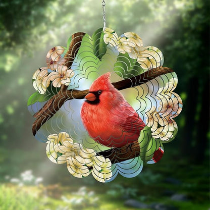 Cardinal Gifts for Women,Cardinal Hanging Wind Spinners 12in, Outdoor Metal 3D Wind Spinner, Stainless Steel Hanging Wind Catchers Sculpture for Outside Decoration