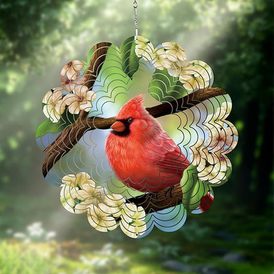 Cardinal Gifts for Women,Cardinal Hanging Wind Spinners 12in, Outdoor Metal 3D Wind Spinner, Stainless Steel Hanging Wind Catchers Sculpture for Outside Decoration
