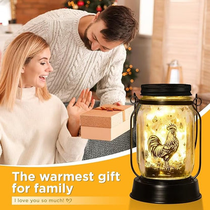 kyoryuger Chicken Rooster Gifts for Women/Men Cock Lovers Solar Lantern Mom Birthday, Mothers Day, Solar Garden Decoration Outside for Yard, Patio,Backyard,Porch, Torches