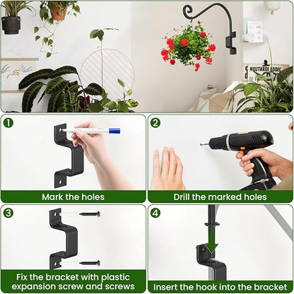 2 Pack 15" Swivel Plant Hangers Outdoor Wall Mount – Heavy Duty Metal Hanging Plant Bracket with 180° Rotation for Bird Feeder, Flower Basket, Lantern, Wind Chimes, Patio Garden Porch Decor