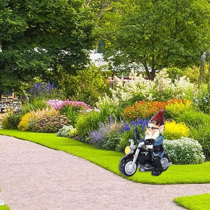 gofidin Resin Dwarf Statue Motorcycle Riding Funny Gnome Decoration Outdoor Yard Lawn Garden Gnome Statue Dwarf Figurine Home Ornaments