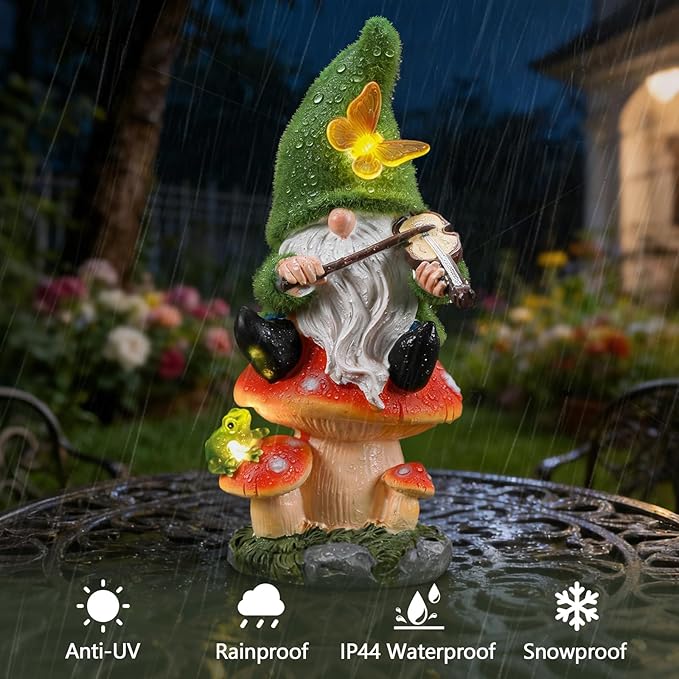Solar Gnomes Garden Statue Decor for St. Patrick's Day,Gnome Figurines with LED Light for Garden Decorations for Patio Lawn Balcony Fairy Gardens Housewarming Gifts for Women Mom Grandma