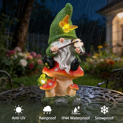 Solar Gnomes Garden Statue Decor for St. Patrick's Day,Gnome Figurines with LED Light for Garden Decorations for Patio Lawn Balcony Fairy Gardens Housewarming Gifts for Women Mom Grandma