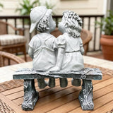 Garden First Kiss Outdoor Statue Decorative, Flower Bed Decor Puppy Love Kissing Couple,Boy and Girl Kissing Garden Figurine for Yard Patio Art