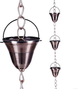 TZSSP Rain Chains Bell Style Gutter Installation – 8.5 ft Bell Style, Weatherproof & Adjustable Rain Chain– Soothing Water Sound (S-Hook Included)