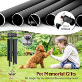 Pet Memorial Wind Chime, 30 Inches Paw Print Pet Remembrance Gift to Honor and Remember a Dog, Cat, or Other Pet, Premium Metal Wind Chime, Black