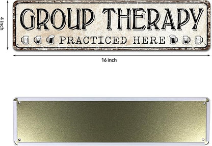 Group Therapy Practiced Here Retro Tin Metal Sign Bar Cave Beer Signs for Cafe Bar Pub Beer Club Wall Decor 4"x 16"