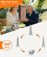 Nacome Solar Pagoda Garden Statues: 25.6 inches Multi-Layer Outdoor Waterproof Resin Zen Decor for Landscape Balcony Patio Porch Yard Ornament(Gray)