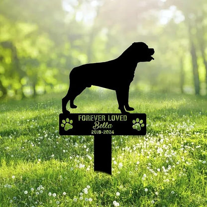 Custom Rottweiler Dog Metal Memorial Garden Stake Personalized Pet Grave Marker Name Sign Remembrance Stake Decor Sympathy Dog Loss,Outdoor Statues for Yard Garden Lawn Patio Pathway Grave Gift.