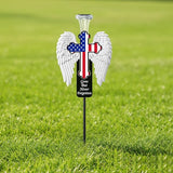 Solar Memorial Cross with Angel Wings - Patriotic American Flag Cemetery Decorations - Waterproof LED Grave Marker, Veterans Day & Father's Day Sympathy Gift for Loss of Loved One(Angel Wings)