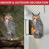 Plastic Owl Scarecrow Garden Owl Sculpture for Outdoor Yard, Fake Owl for Bird Control Garden Tree Decoration, 2-Pack