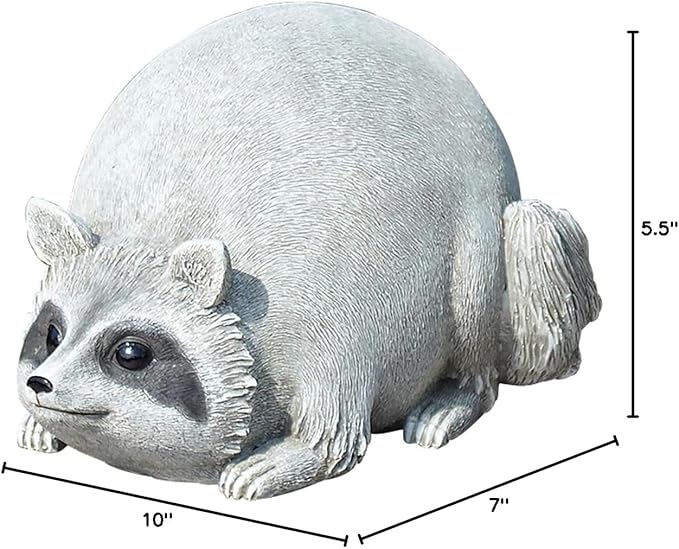Roman 16278 Raccoon Pudgy Pals Grey 10 x 5.5 Inch Resin Stone Indoor Outdoor Garden Figurine