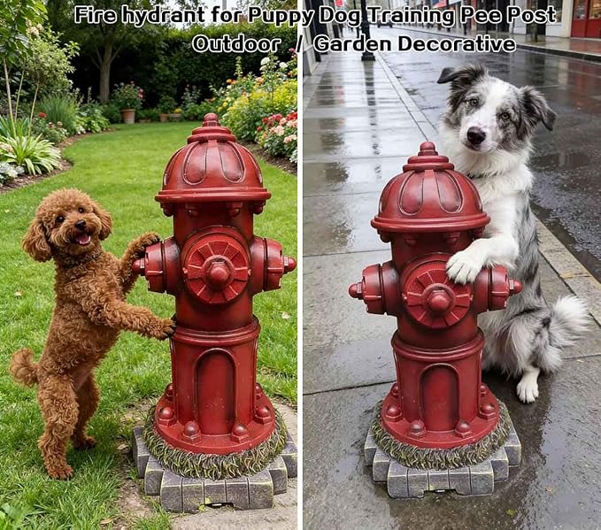 Fire Hydrant for Dogs to Pee On,Fire Hydrant for Dogs,Dog Fire Hydrant Pee Post for Yard,13.2 Inches Garden Fake Fire Hydrant Statue for Puppy Dog Training Pee Post Outdoor Decorative with 4 Stakes