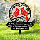 Personalized Cemetery Memorial Metal Stakes, Cardinals Memorial Grave Markers,Graden Decorations for Loss of Mother Father, Outdoor Sympathy Decor Gift