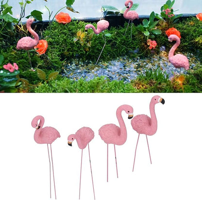 4 Pcs Pink Flamingo Garden Statues – Stylish and Vivid Lawn Decorations with Fine Details Suitable for Yards, Patios, and Gifts