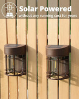 Solar Fence Lights, 8 Pack Deck Light Waterproof Solar Outdoor Lights for Garden Fence Post Backyard Decor, Brown