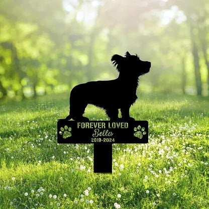 Custom Skye Terrier Dog Metal Memorial Garden Stake Personalized Pet Grave Marker Name Sign Remembrance Stake Decor Sympathy Dog Loss,Outdoor Statues for Yard Garden Lawn Patio Pathway Grave.