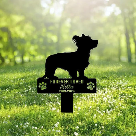 Custom Skye Terrier Dog Metal Memorial Garden Stake Personalized Pet Grave Marker Name Sign Remembrance Stake Decor Sympathy Dog Loss,Outdoor Statues for Yard Garden Lawn Patio Pathway Grave.