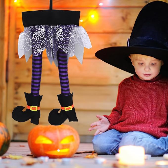 Happyyami 2Pcs Halloween Witch Legs Wicked Witch Legs with Shoes Stuffed Witch Halloween Decorations for Halloween Outdoor Indoor Decor (Random Color)