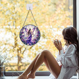 Fairy Stained Glass Suncather for Window Hanging with Butterfly Wing, 6.3'' Purple Fairy Ornament Gift for Women, Whimsical Wall Art Home Decor Gifts for Mom, Grandma (Purple Fairy, 6.3'')